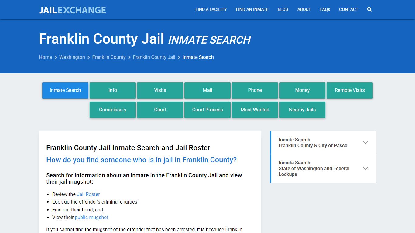 Inmate Search: Roster & Mugshots - Franklin County Jail, WA