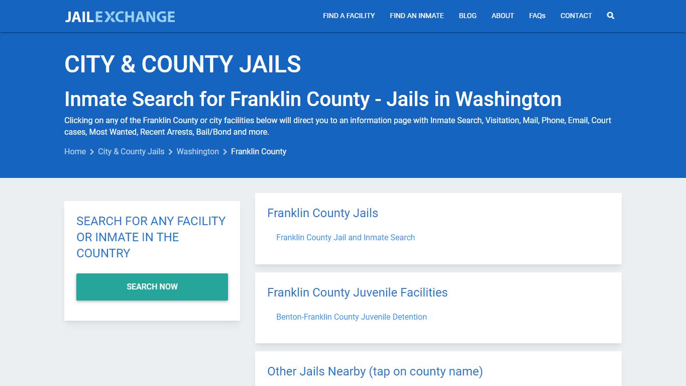 Inmate Search for Franklin County | Jails in Washington - Jail Exchange